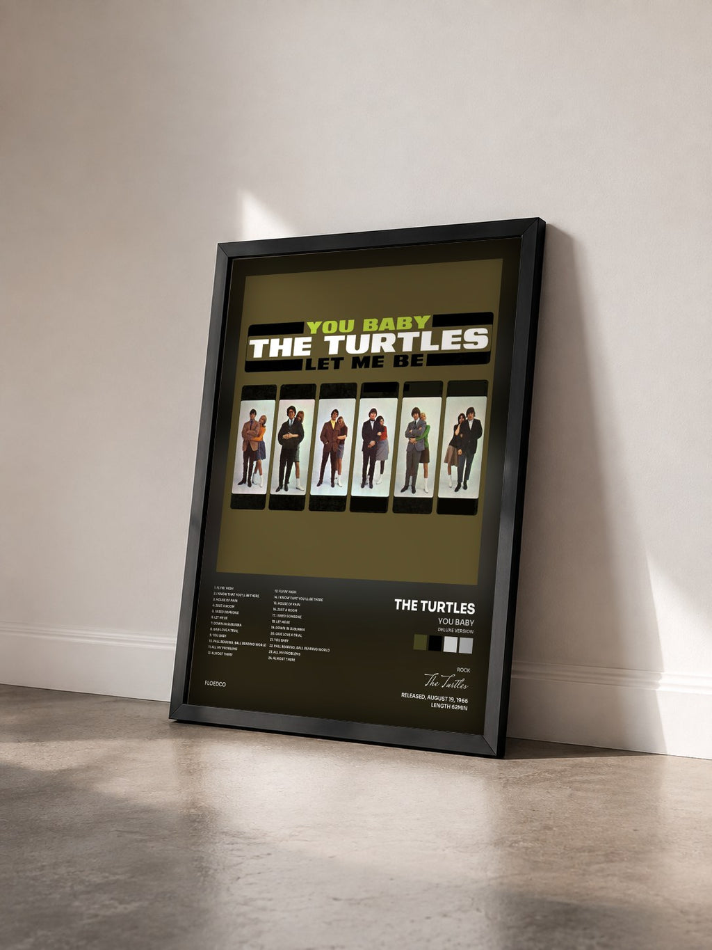 #noir Tableau de l'album You Baby (Deluxe Version) de The Turtles vu de trois quarts, cadre noir