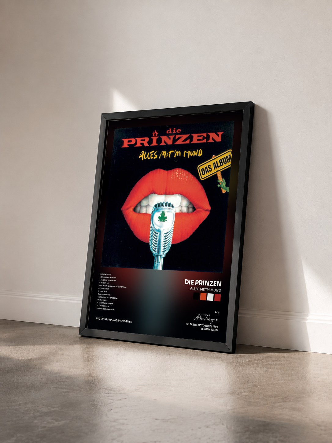 #noir Tableau de l'album Alles mit'm Mund de Die Prinzen vu de trois quarts, cadre noir