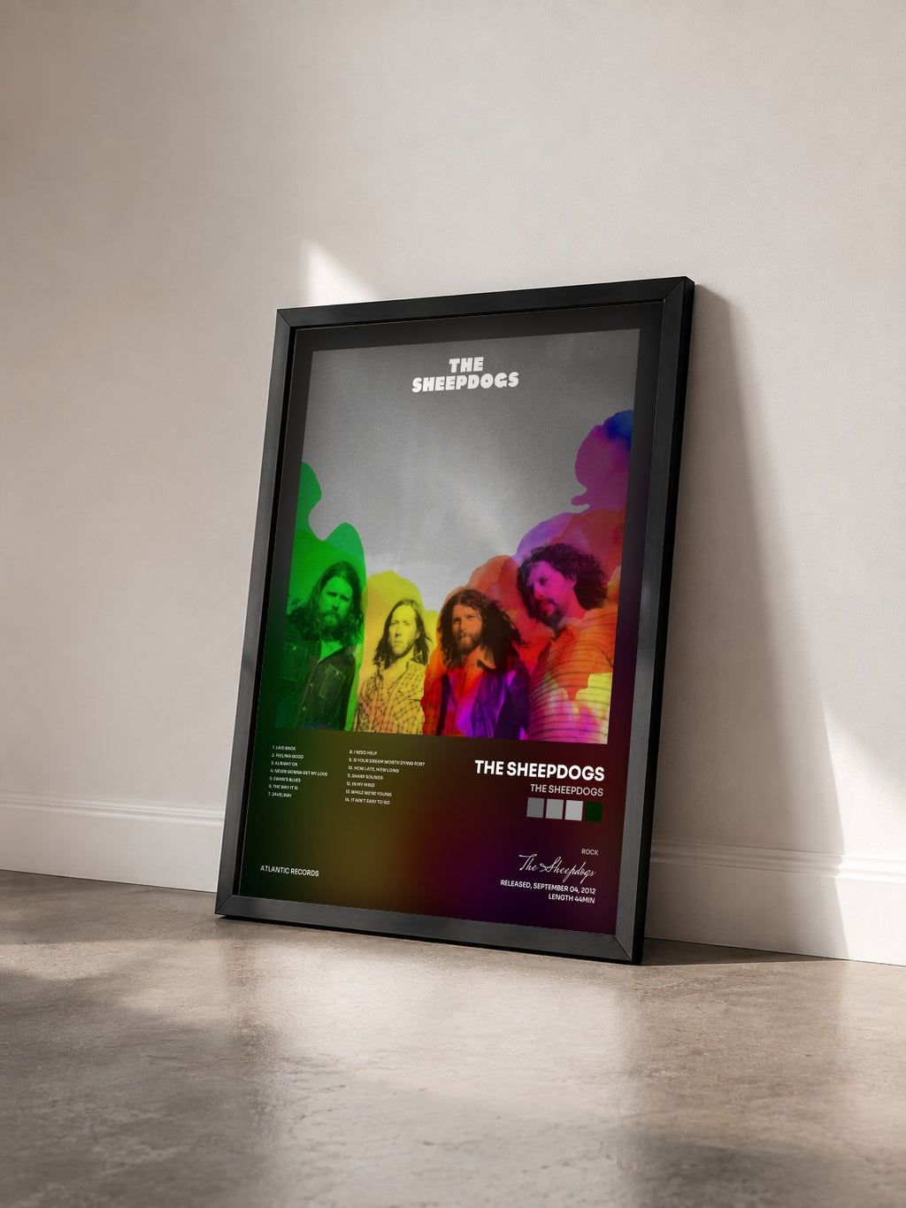#noir Tableau de l'album The Sheepdogs de The Sheepdogs vu de trois quarts, cadre noir