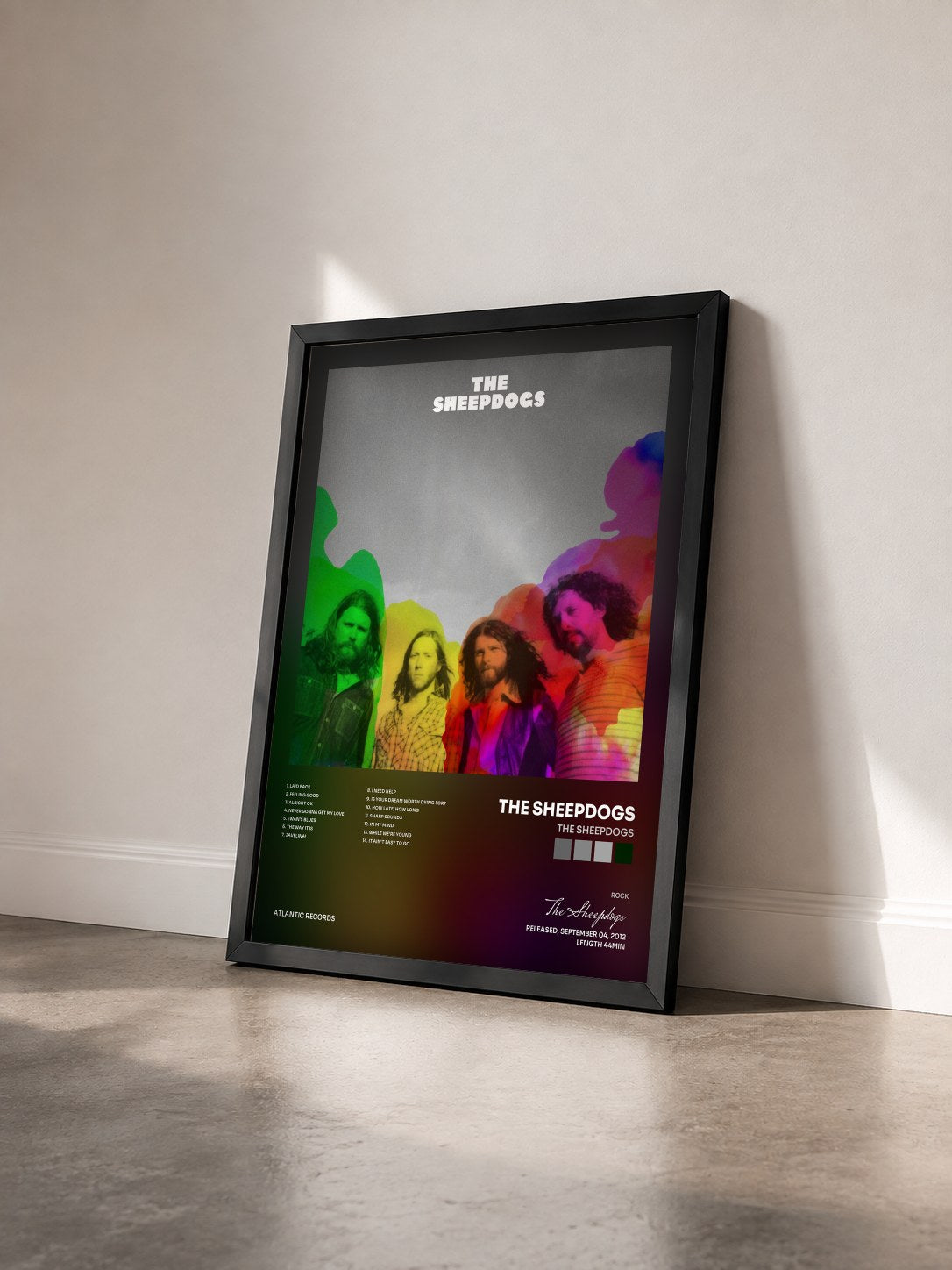 #noir Tableau de l'album The Sheepdogs de The Sheepdogs vu de trois quarts, cadre noir