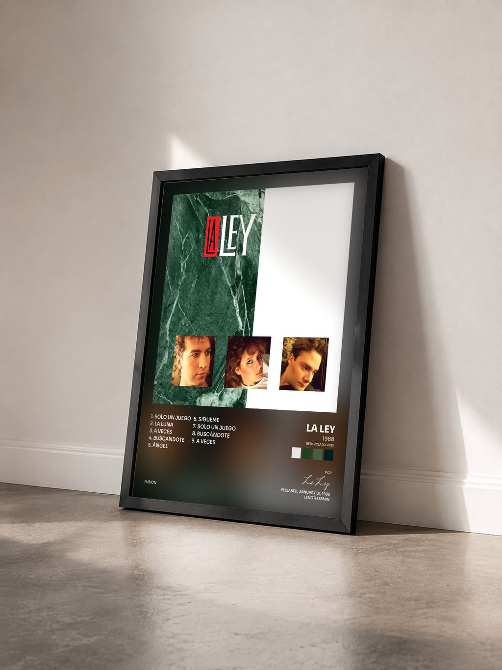 #noir Tableau de l'album 1988 (Remezclado 2025) de La Ley vu de trois quarts, cadre noir