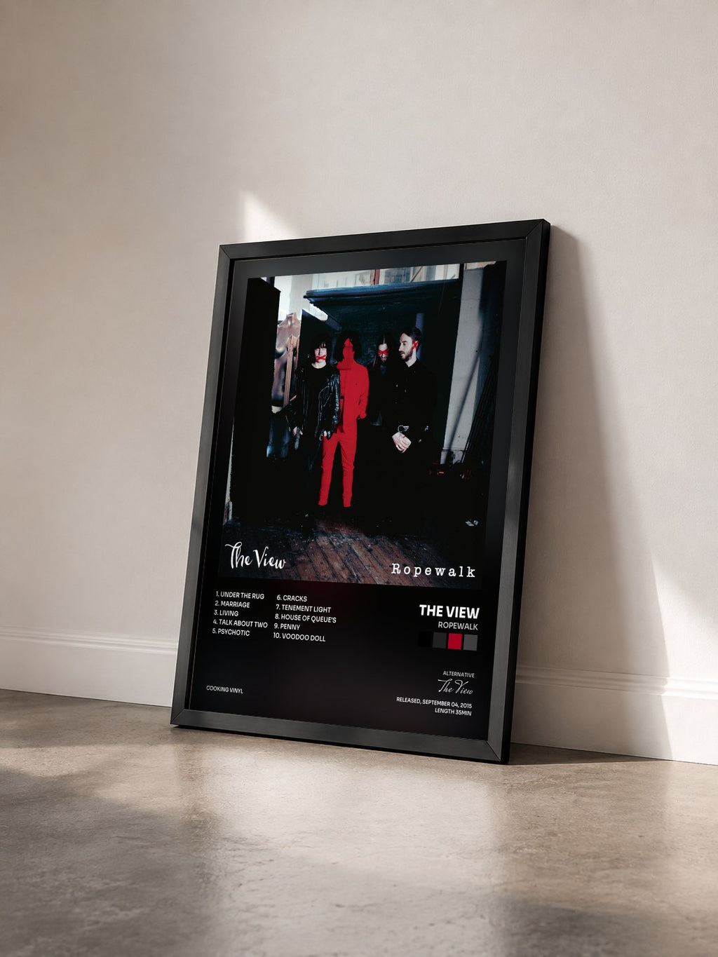 #noir Tableau de l'album Ropewalk de The View vu de trois quarts, cadre noir