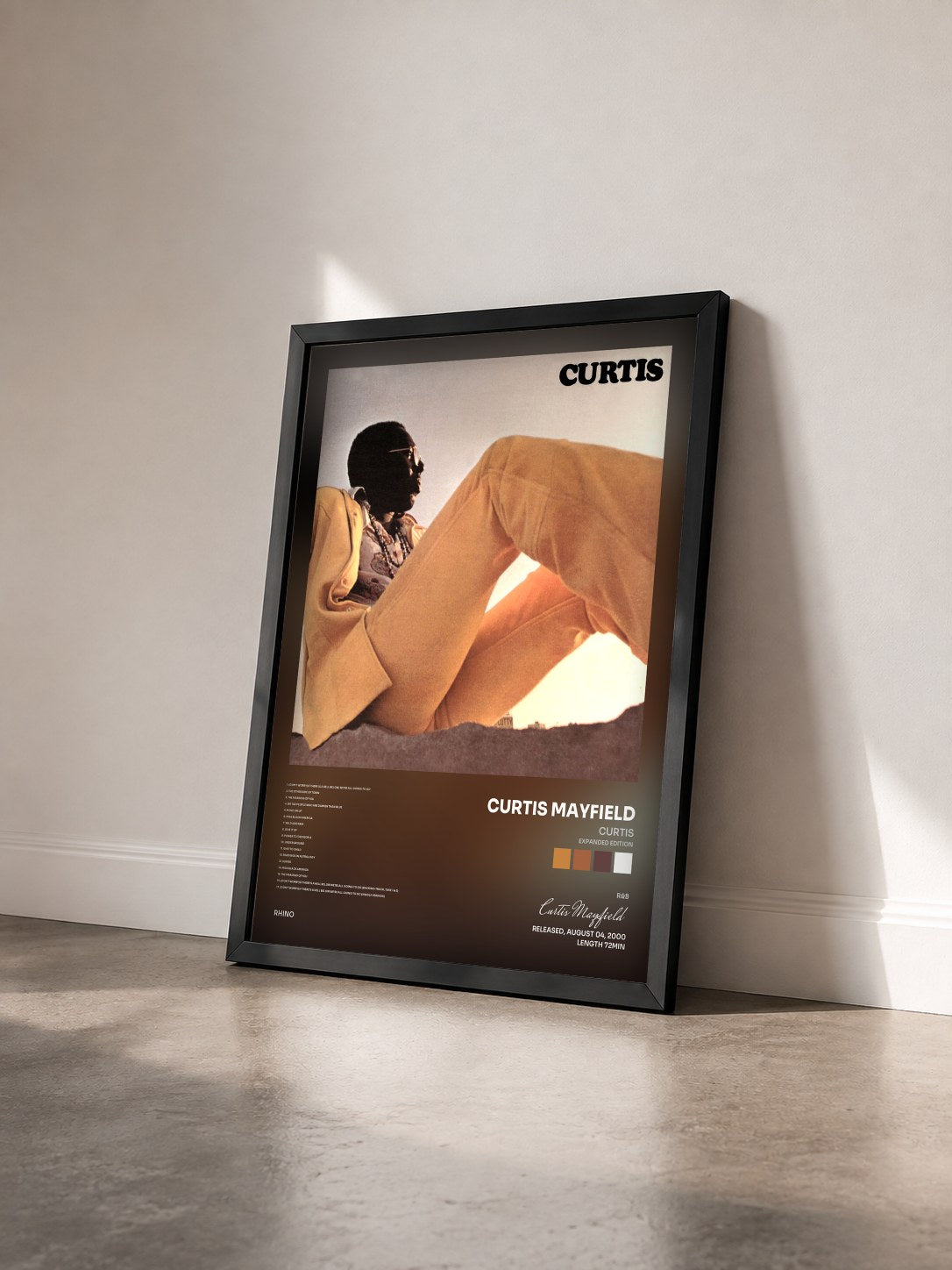 #noir Tableau de l'album Curtis (Expanded Edition) de Curtis Mayfield vu de trois quarts, cadre noir
