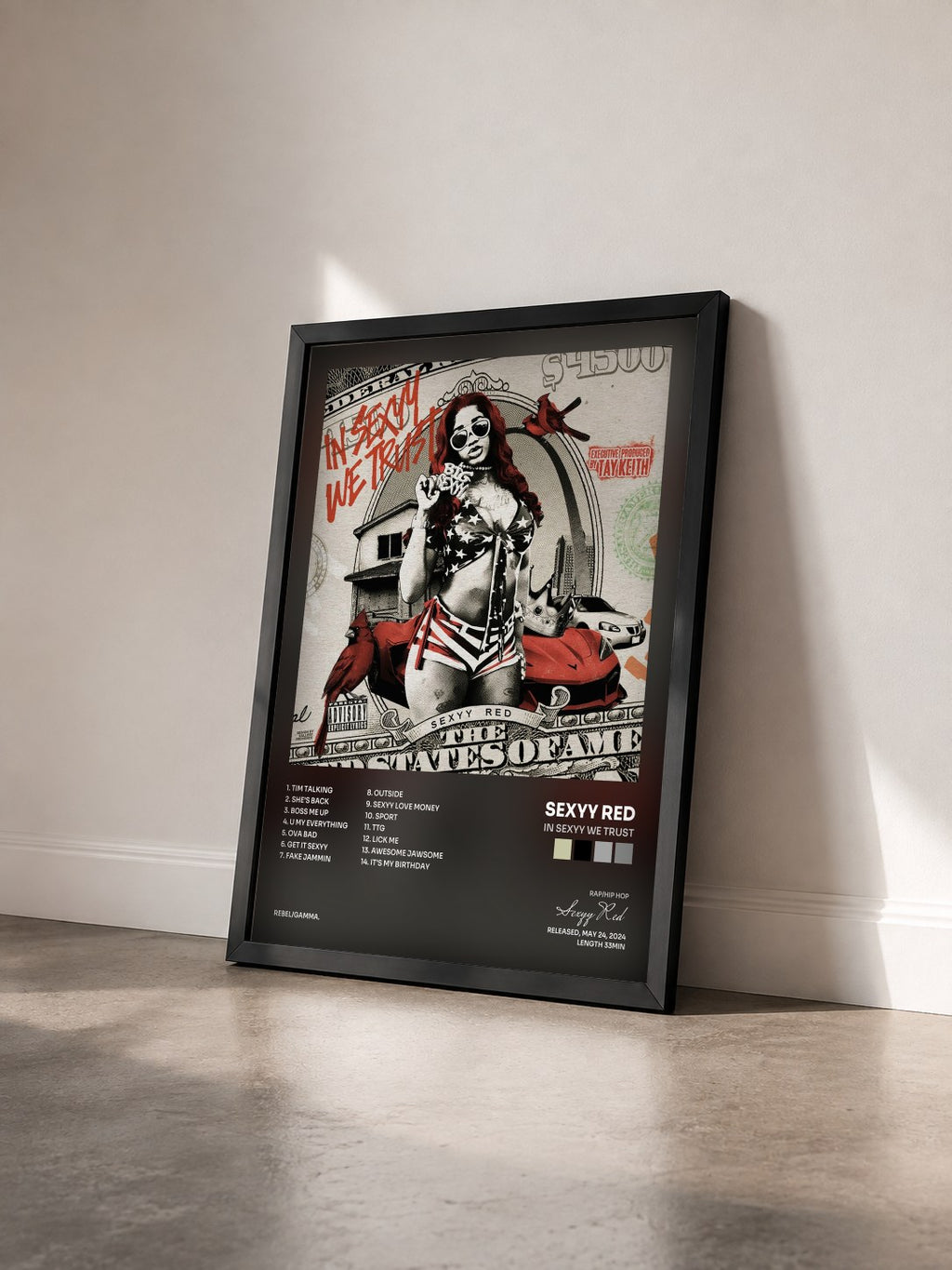 #noir Tableau de l'album In Sexyy We Trust de Sexyy Red vu de trois quarts, cadre noir