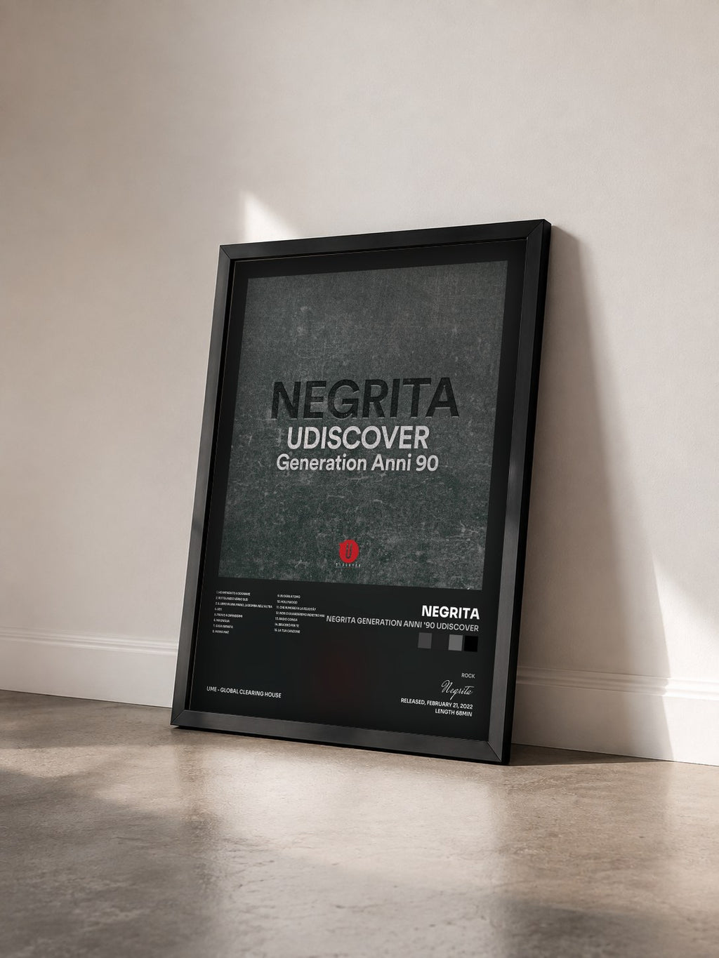 #noir Tableau de l'album Negrita Generation Anni '90 Udiscover de Negrita vu de trois quarts, cadre noir