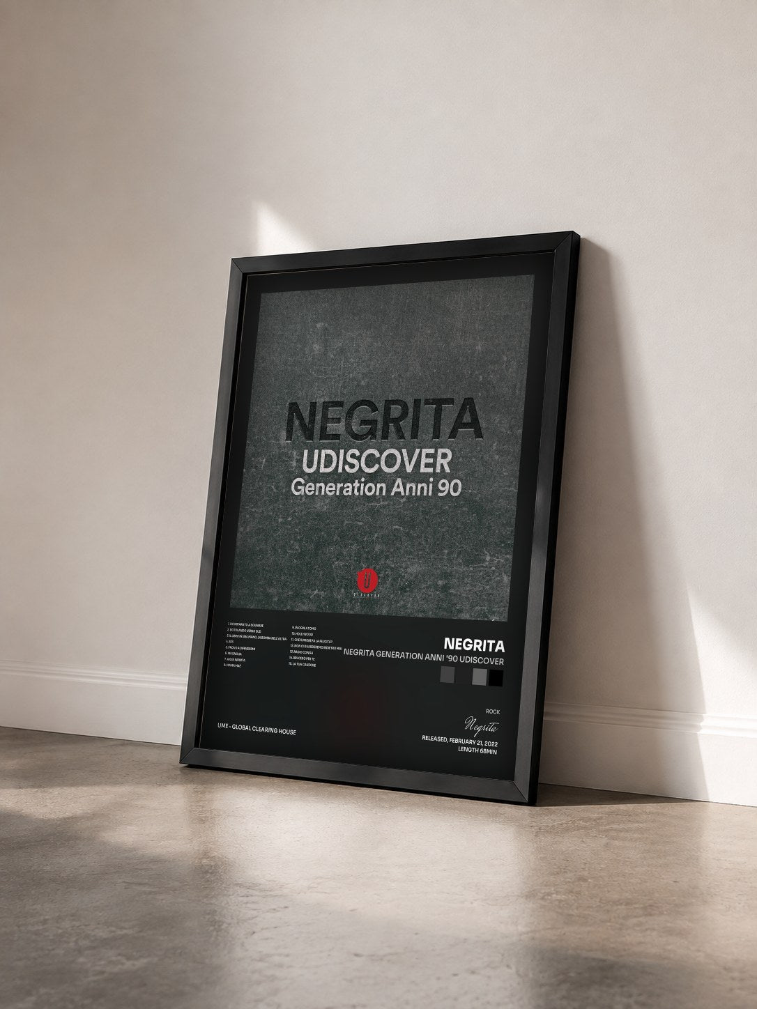 #noir Tableau de l'album Negrita Generation Anni '90 Udiscover de Negrita vu de trois quarts, cadre noir