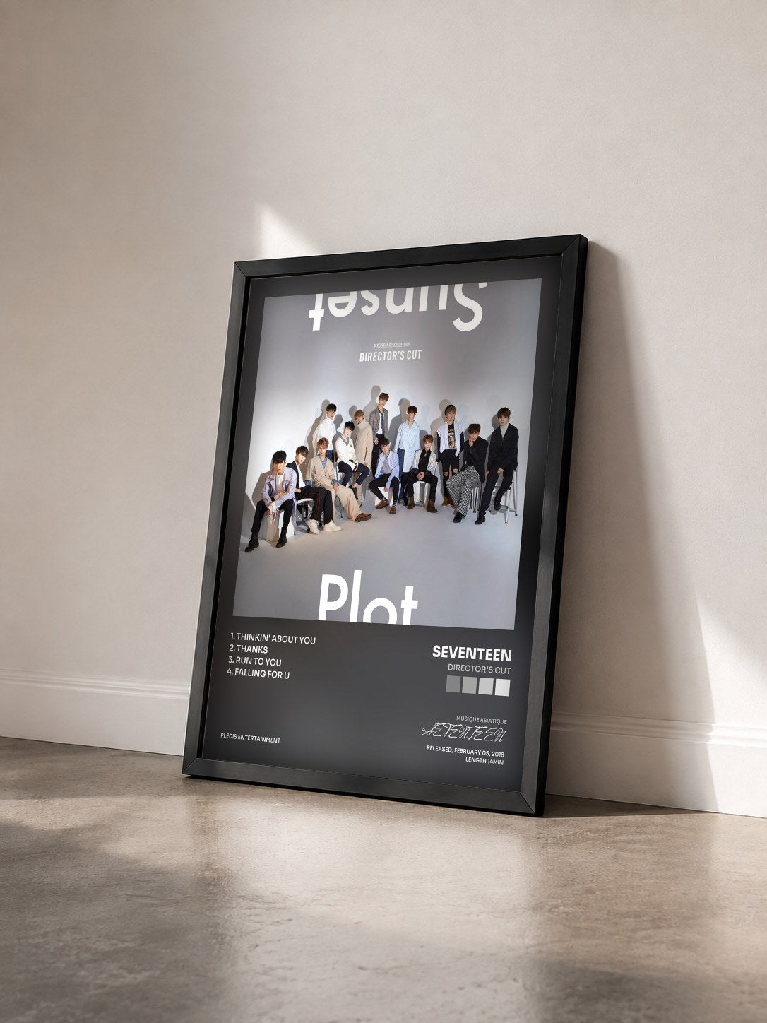 #noir Tableau de l'album DIRECTOR'S CUT de SEVENTEEN vu de trois quarts, cadre noir