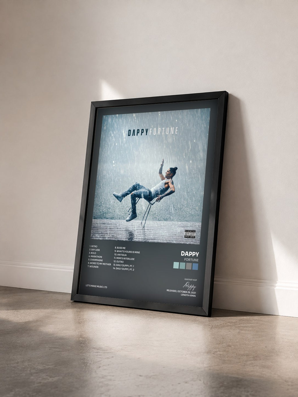 #noir Tableau de l'album Fortune de Dappy vu de trois quarts, cadre noir