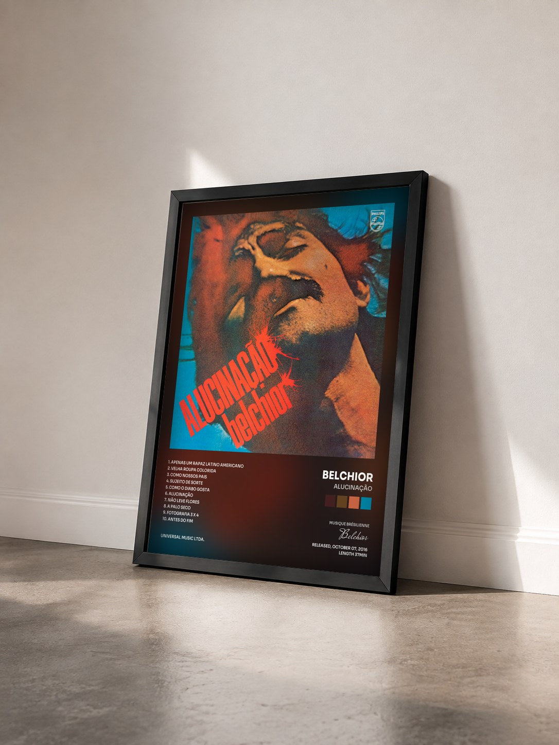 #noir Tableau de l'album Alucinação de Belchior vu de trois quarts, cadre noir