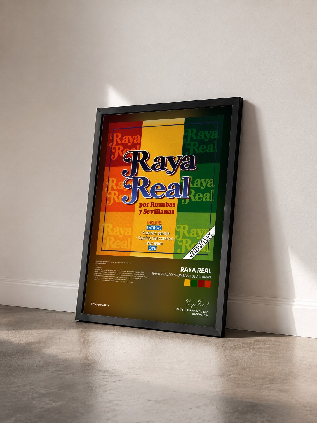 #noir Tableau de l'album Raya Real Por Rumbas Y Sevillanas de Raya Real vu de trois quarts, cadre noir