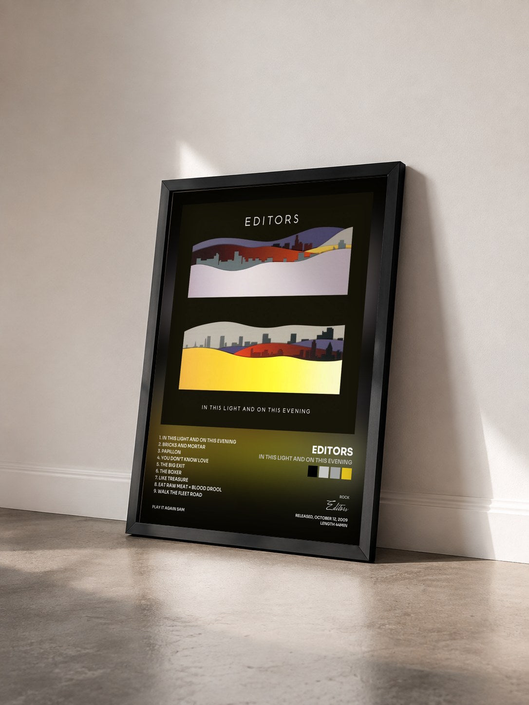 #noir Tableau de l'album In This Light and on This Evening de Editors vu de trois quarts, cadre noir