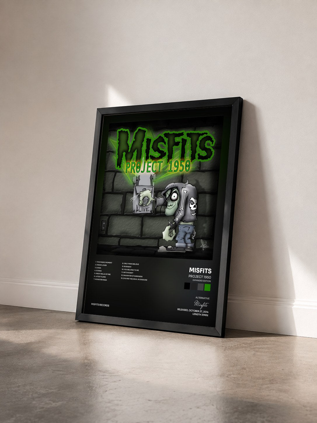 #noir Tableau de l'album Project 1950 (Expanded Edition) de Misfits vu de trois quarts, cadre noir