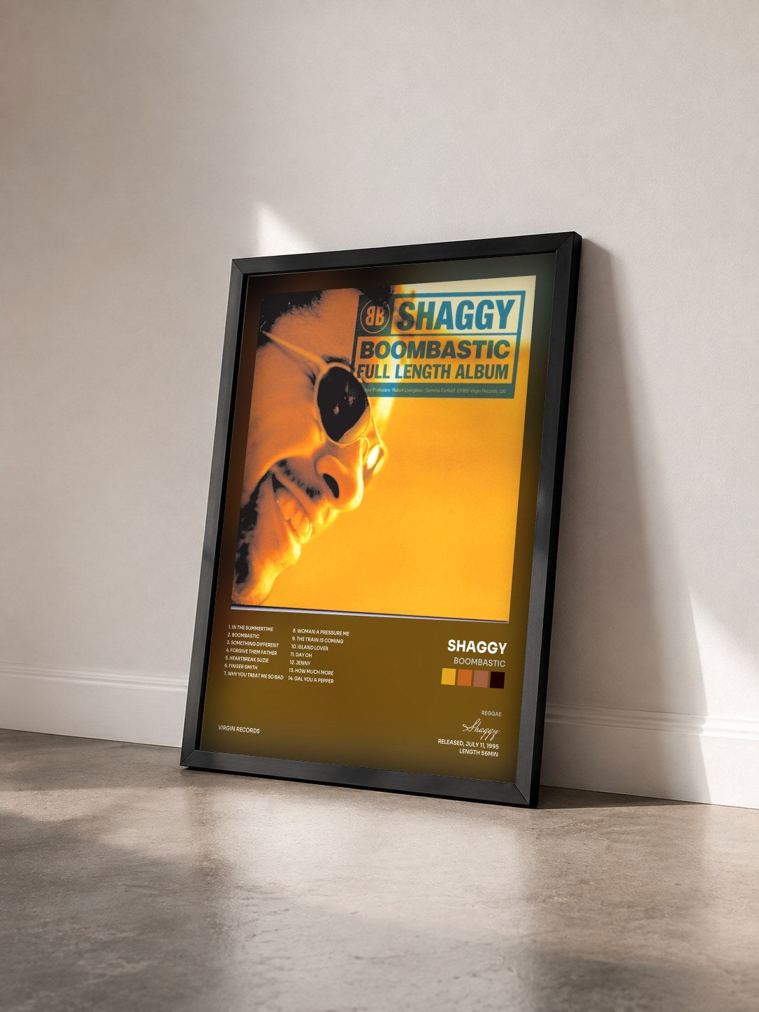 #noir Tableau de l'album Boombastic de Shaggy vu de trois quarts, cadre noir