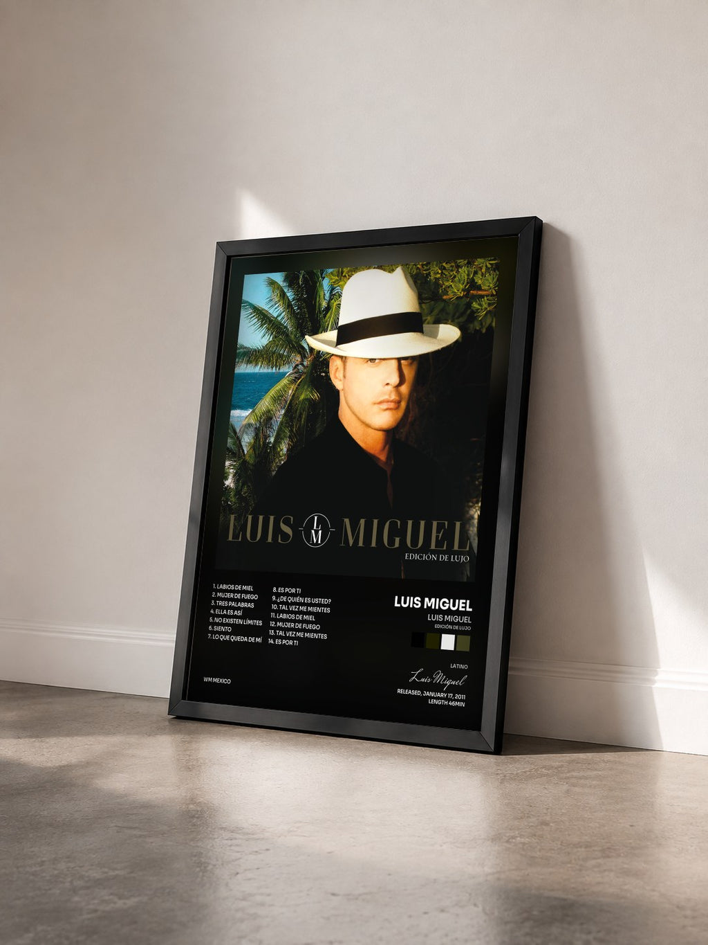 #noir Tableau de l'album Luis Miguel (Edición De Lujo) de Luis Miguel vu de trois quarts, cadre noir