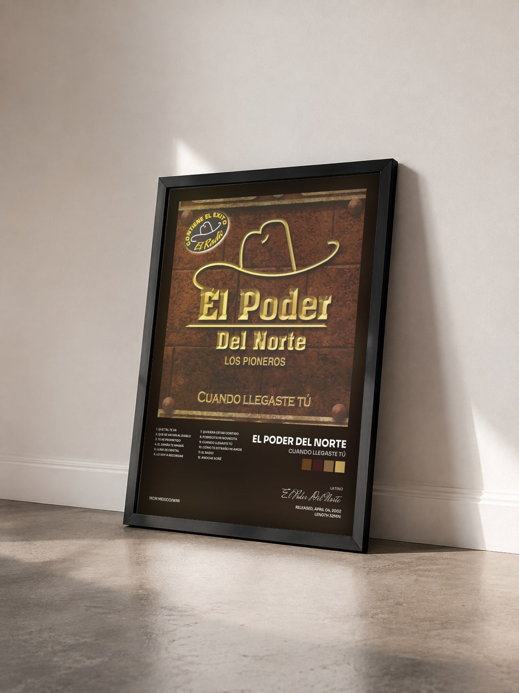 #noir Tableau de l'album Cuando llegaste tú de El Poder Del Norte vu de trois quarts, cadre noir