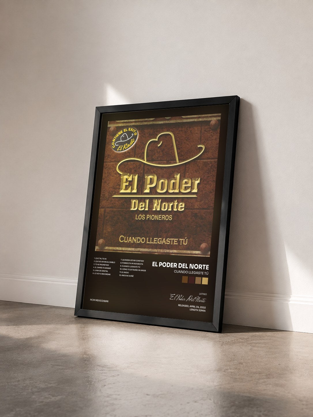 #noir Tableau de l'album Cuando llegaste tú de El Poder Del Norte vu de trois quarts, cadre noir