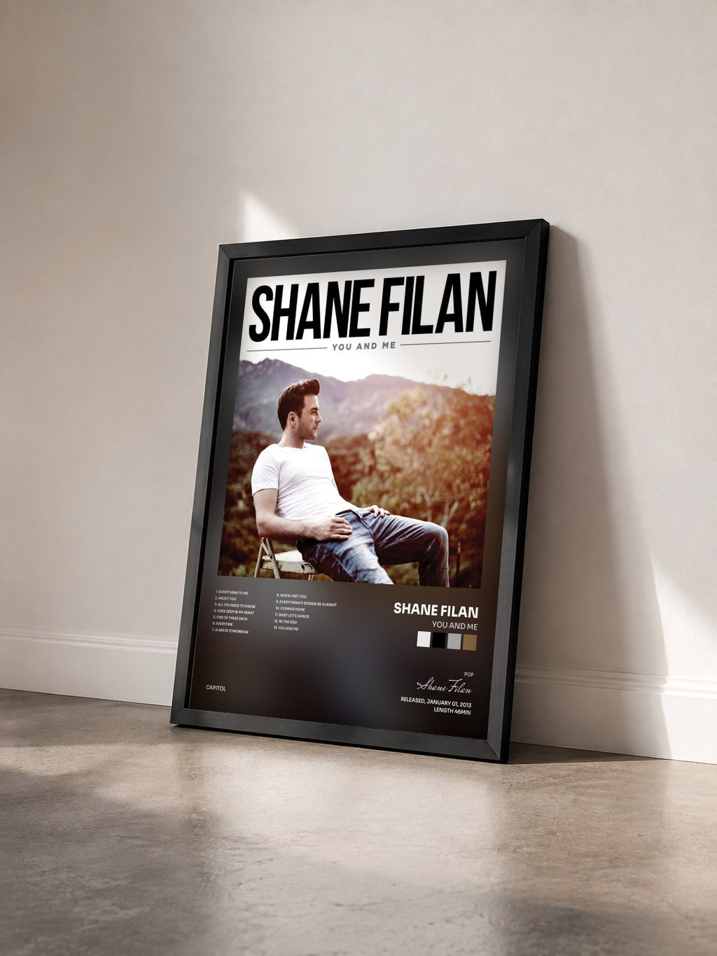 #noir Tableau de l'album You And Me de Shane Filan vu de trois quarts, cadre noir