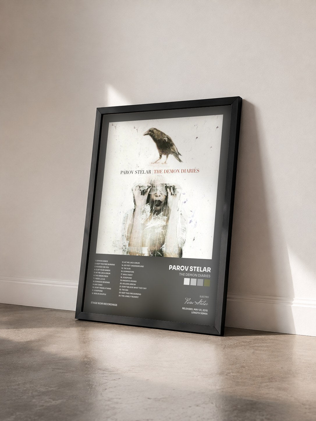 #noir Tableau de l'album The Demon Diaries de Parov Stelar vu de trois quarts, cadre noir