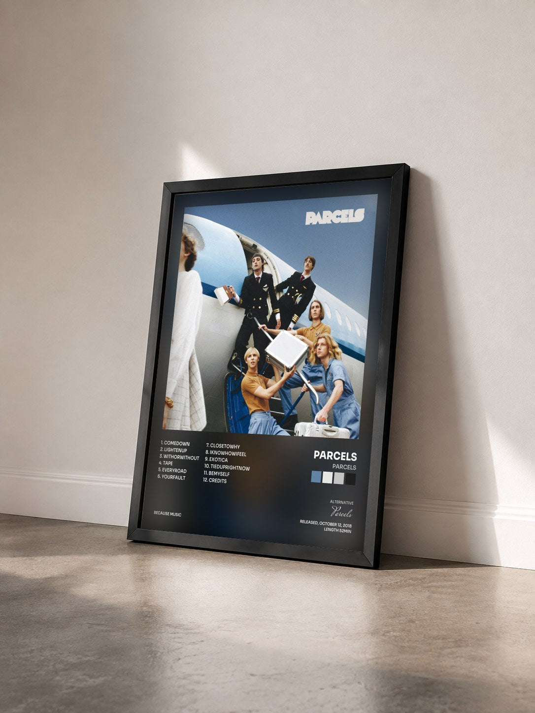 #noir Tableau de l'album Parcels de Parcels vu de trois quarts, cadre noir