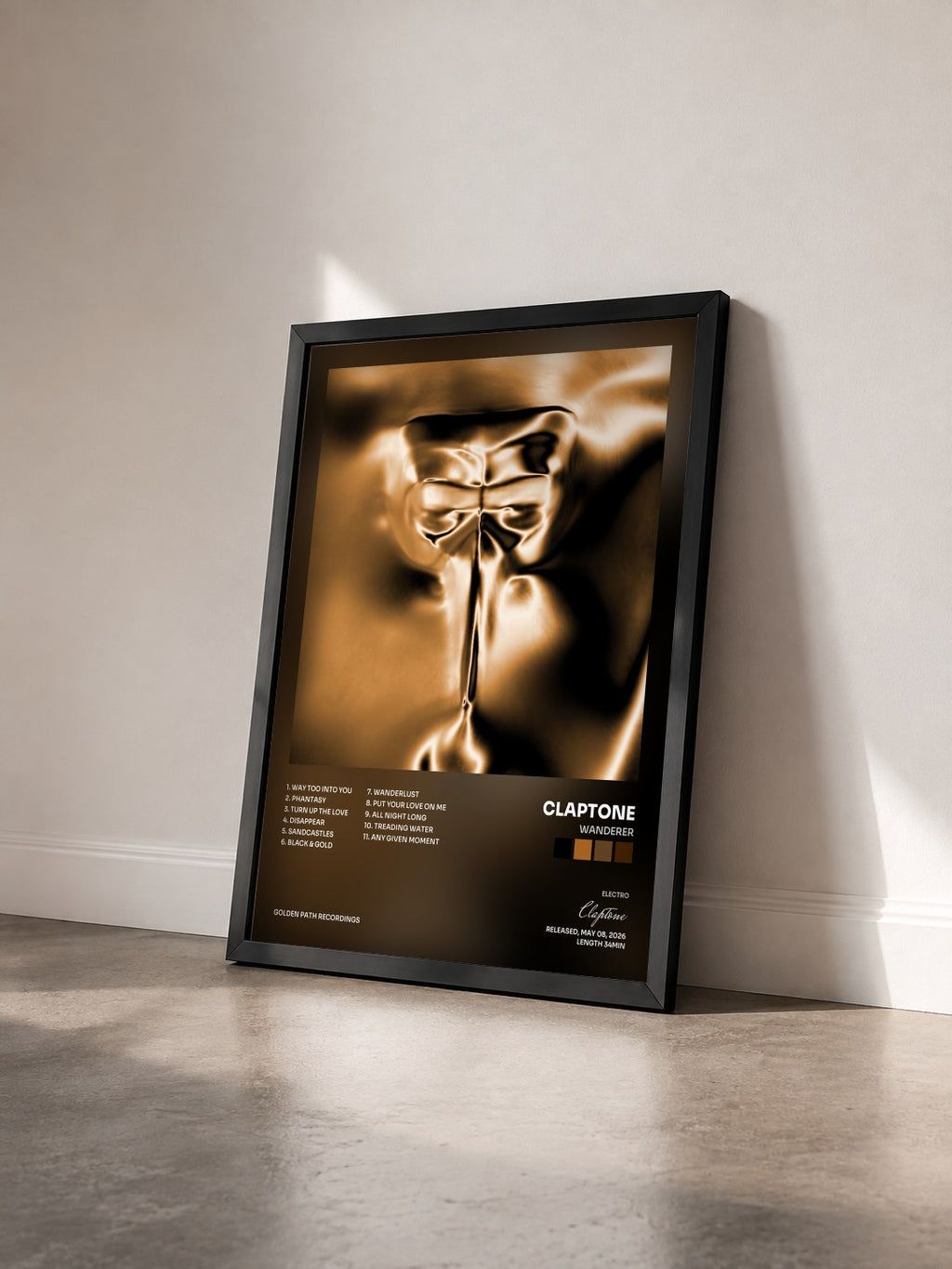 #noir Tableau de l'album Wanderer de Claptone vu de trois quarts, cadre noir