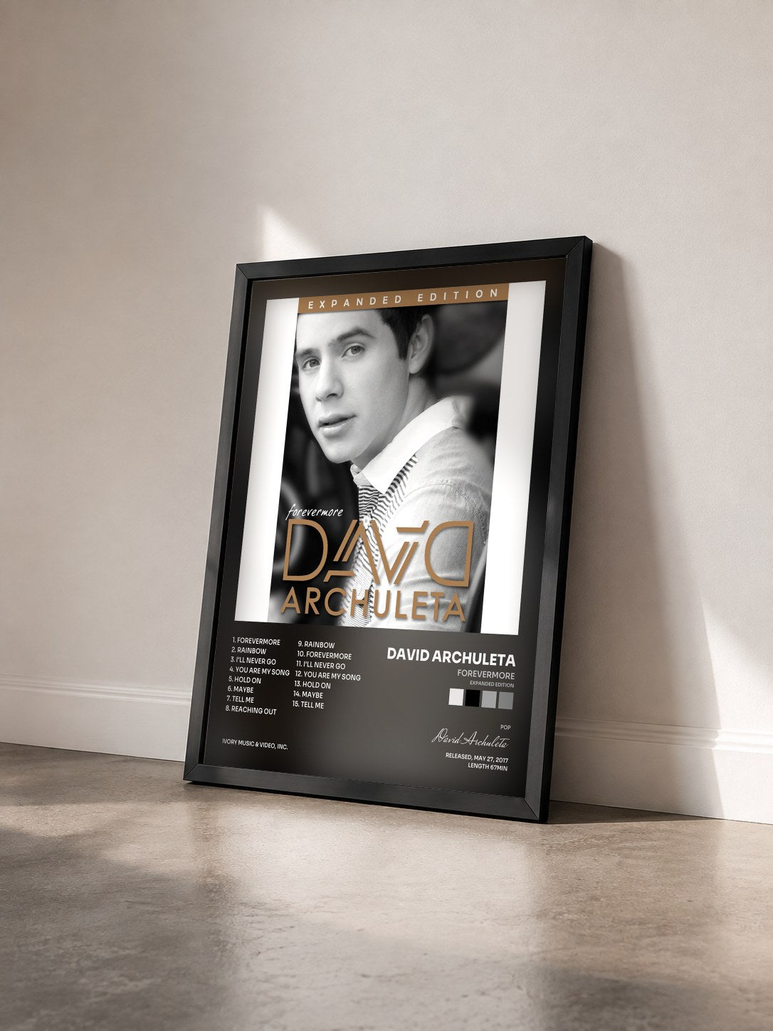 #noir Tableau de l'album Forevermore (Expanded Edition) de David Archuleta vu de trois quarts, cadre noir