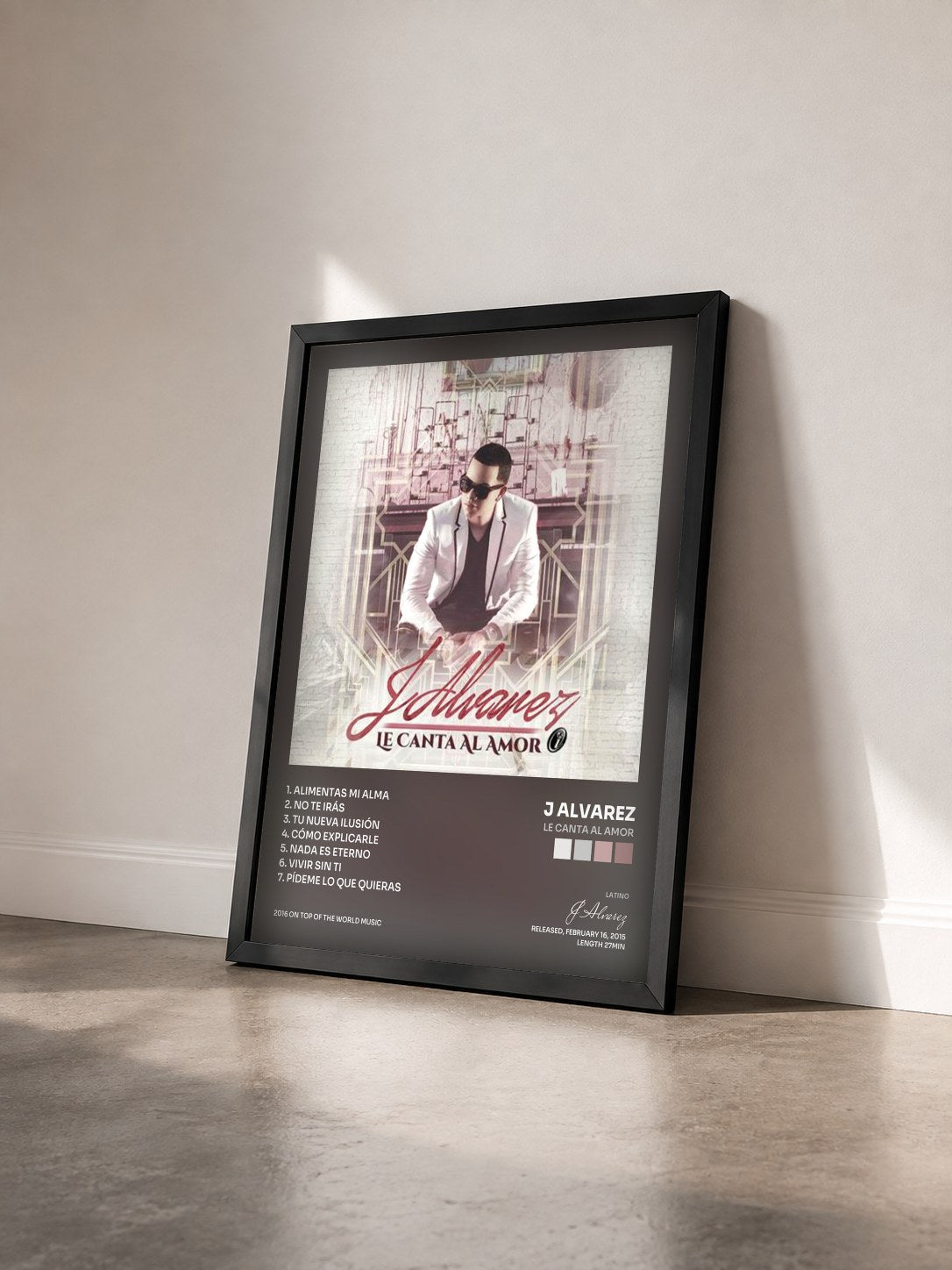 #noir Tableau de l'album Le Canta al Amor de J Alvarez vu de trois quarts, cadre noir