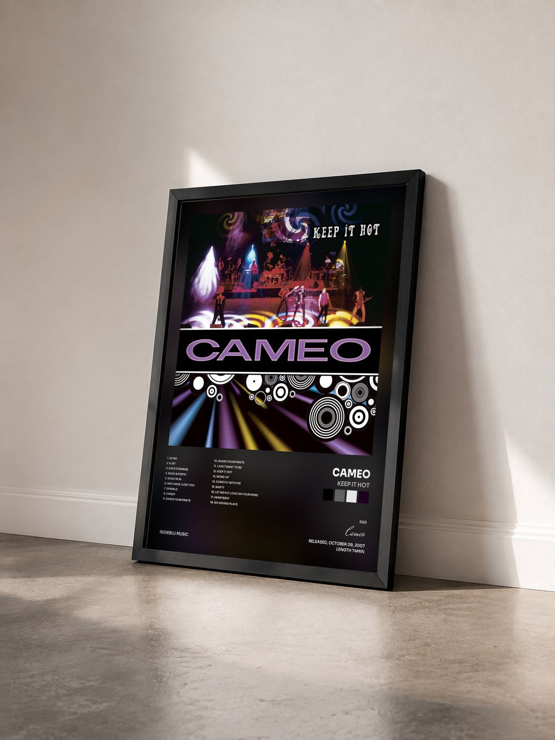 #noir Tableau de l'album Keep It Hot de Cameo vu de trois quarts, cadre noir