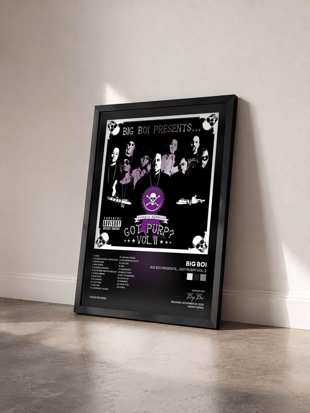 #noir Tableau de l'album Big Boi Presents... Got Purp? Vol. 2 de Big Boi vu de trois quarts, cadre noir