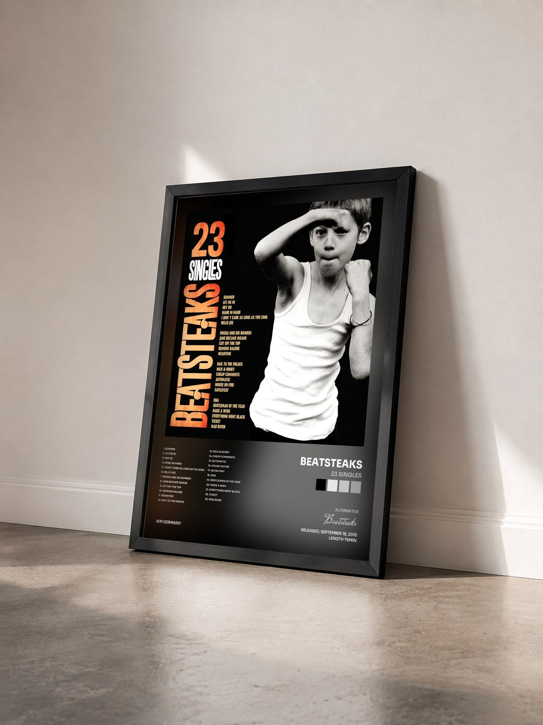 #noir Tableau de l'album 23 Singles de Beatsteaks vu de trois quarts, cadre noir