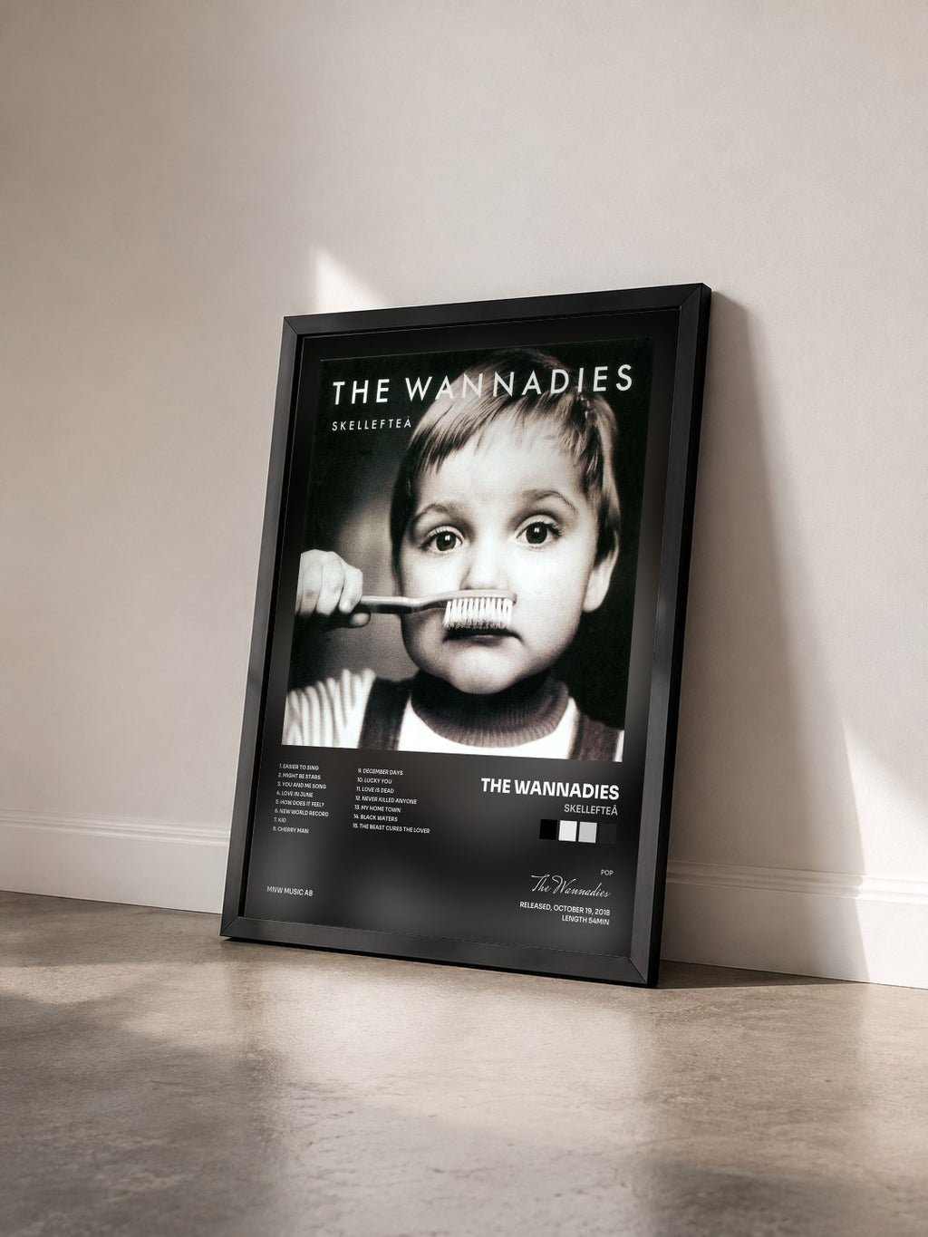 #noir Tableau de l'album Skellefteå de The Wannadies vu de trois quarts, cadre noir