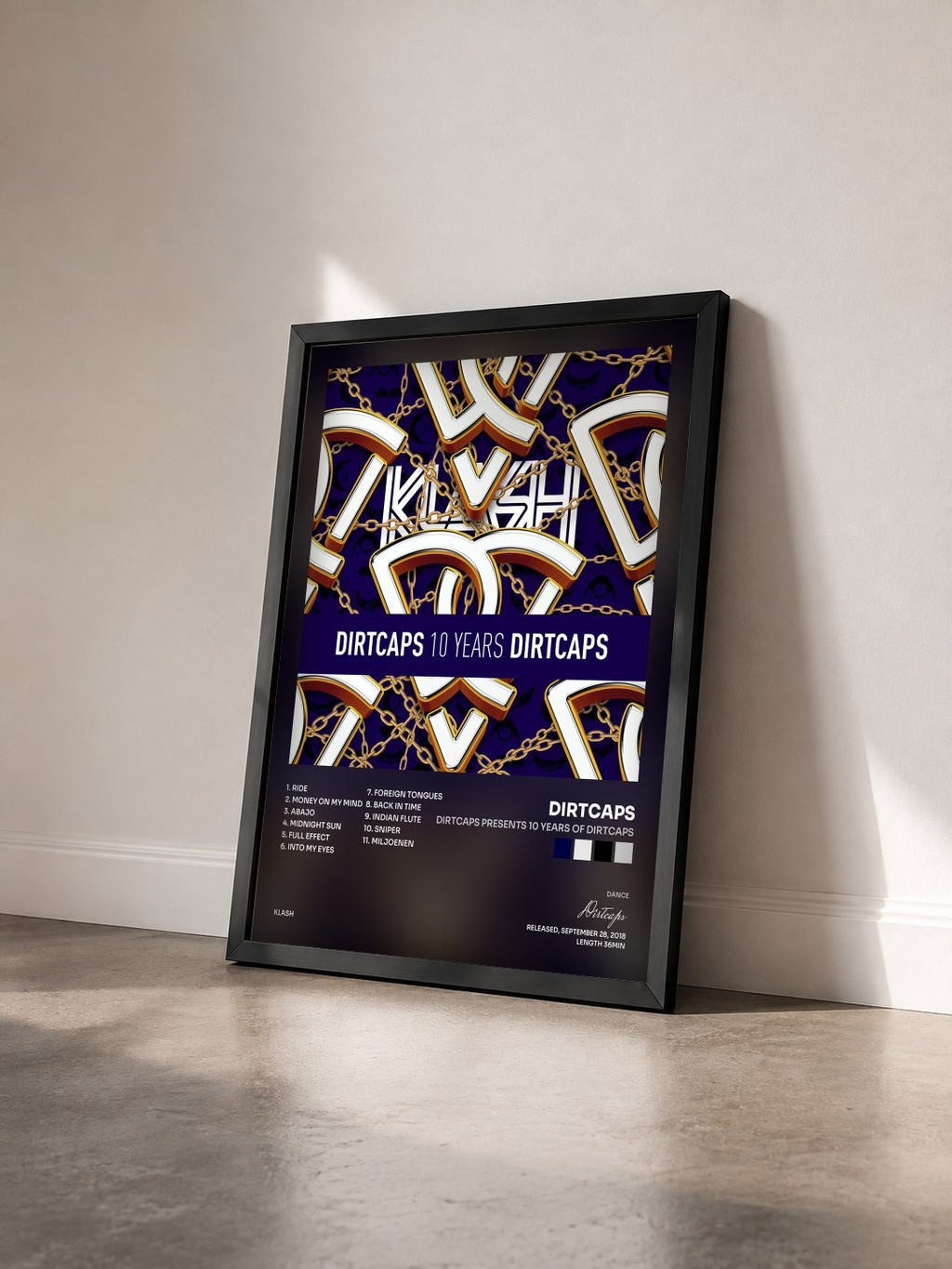 #noir Tableau de l'album Dirtcaps presents 10 Years Of Dirtcaps de Dirtcaps vu de trois quarts, cadre noir