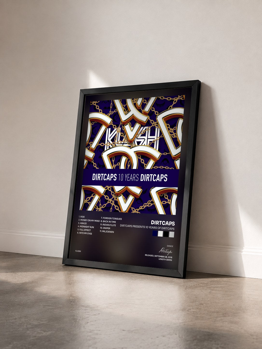 #noir Tableau de l'album Dirtcaps presents 10 Years Of Dirtcaps de Dirtcaps vu de trois quarts, cadre noir