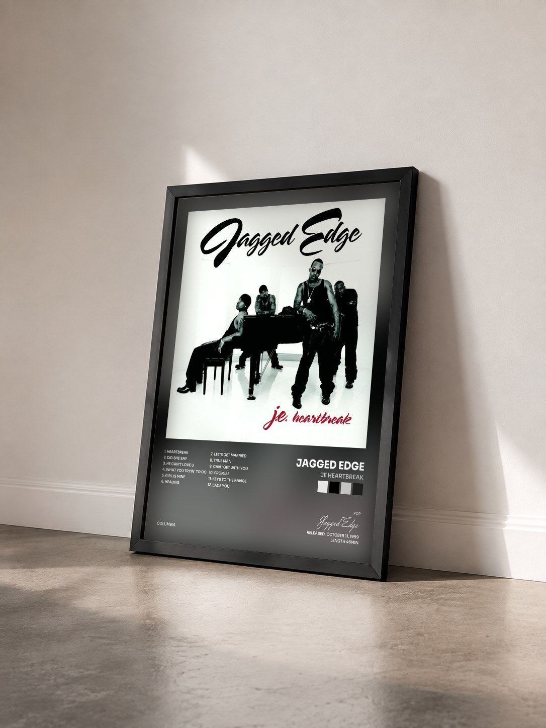 #noir Tableau de l'album JE Heartbreak de Jagged Edge vu de trois quarts, cadre noir