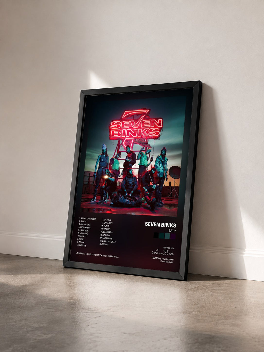 #noir Tableau de l'album Bat 7 de Seven Binks vu de trois quarts, cadre noir