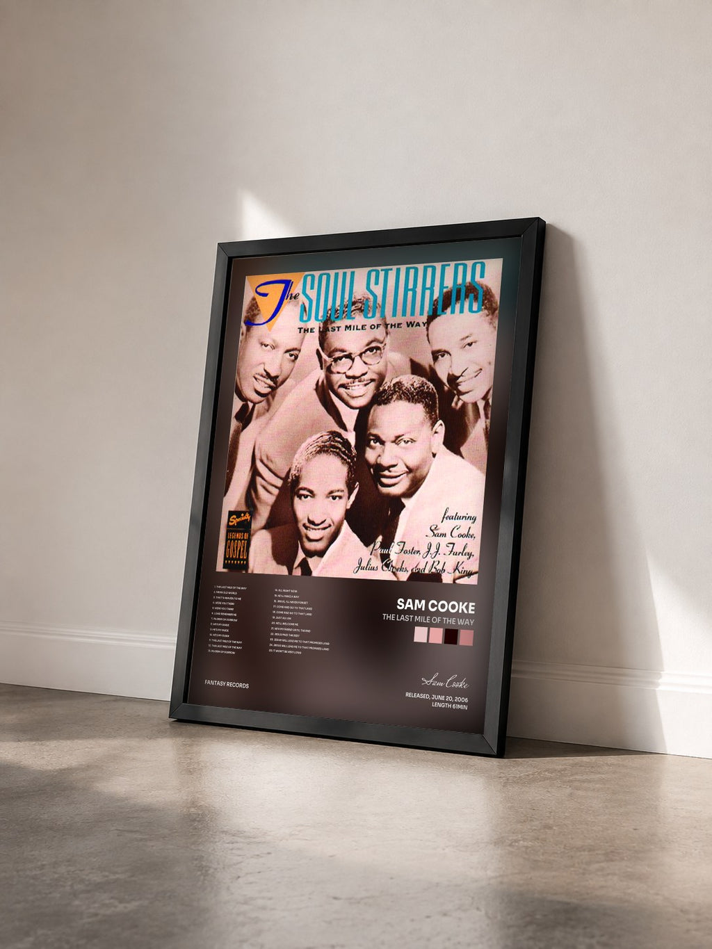 #noir Tableau de l'album The Last Mile Of The Way de Sam Cooke vu de trois quarts, cadre noir
