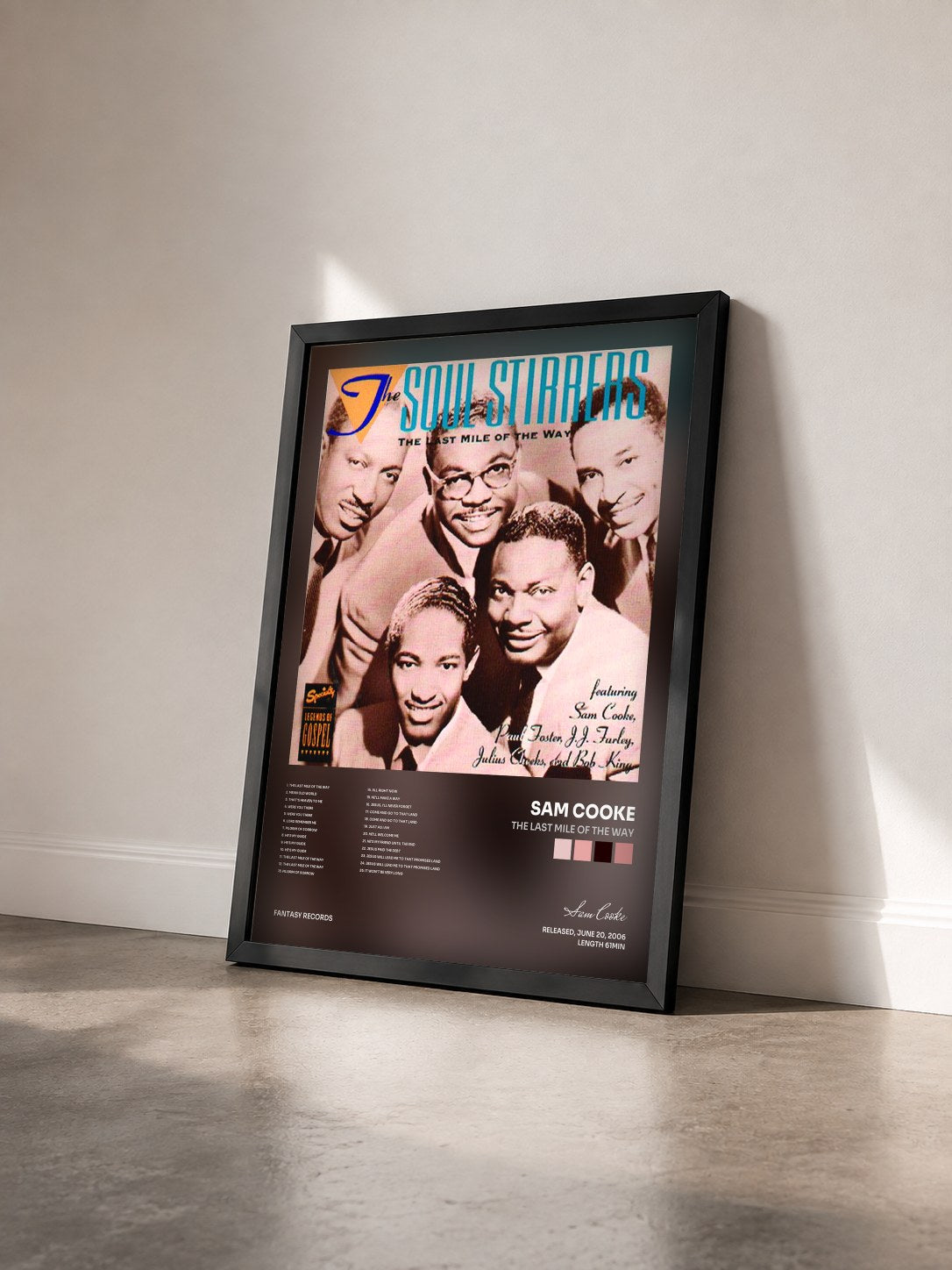 #noir Tableau de l'album The Last Mile Of The Way de Sam Cooke vu de trois quarts, cadre noir