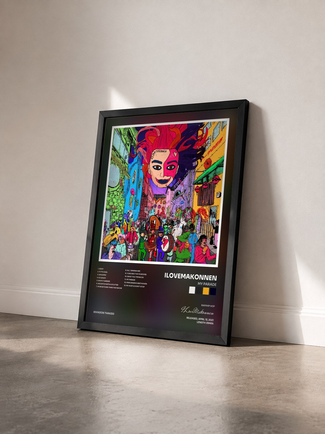 #noir Tableau de l'album My Parade de ILoveMakonnen vu de trois quarts, cadre noir