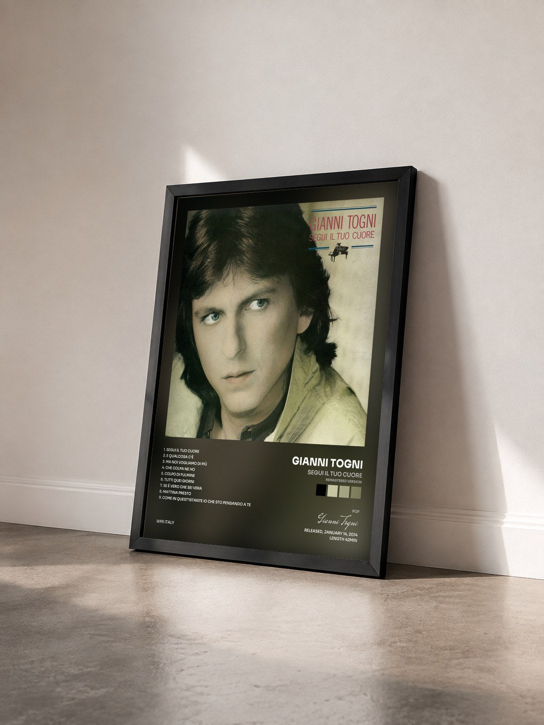 #noir Tableau de l'album Segui il tuo cuore (Remastered Version) de Gianni Togni vu de trois quarts, cadre noir