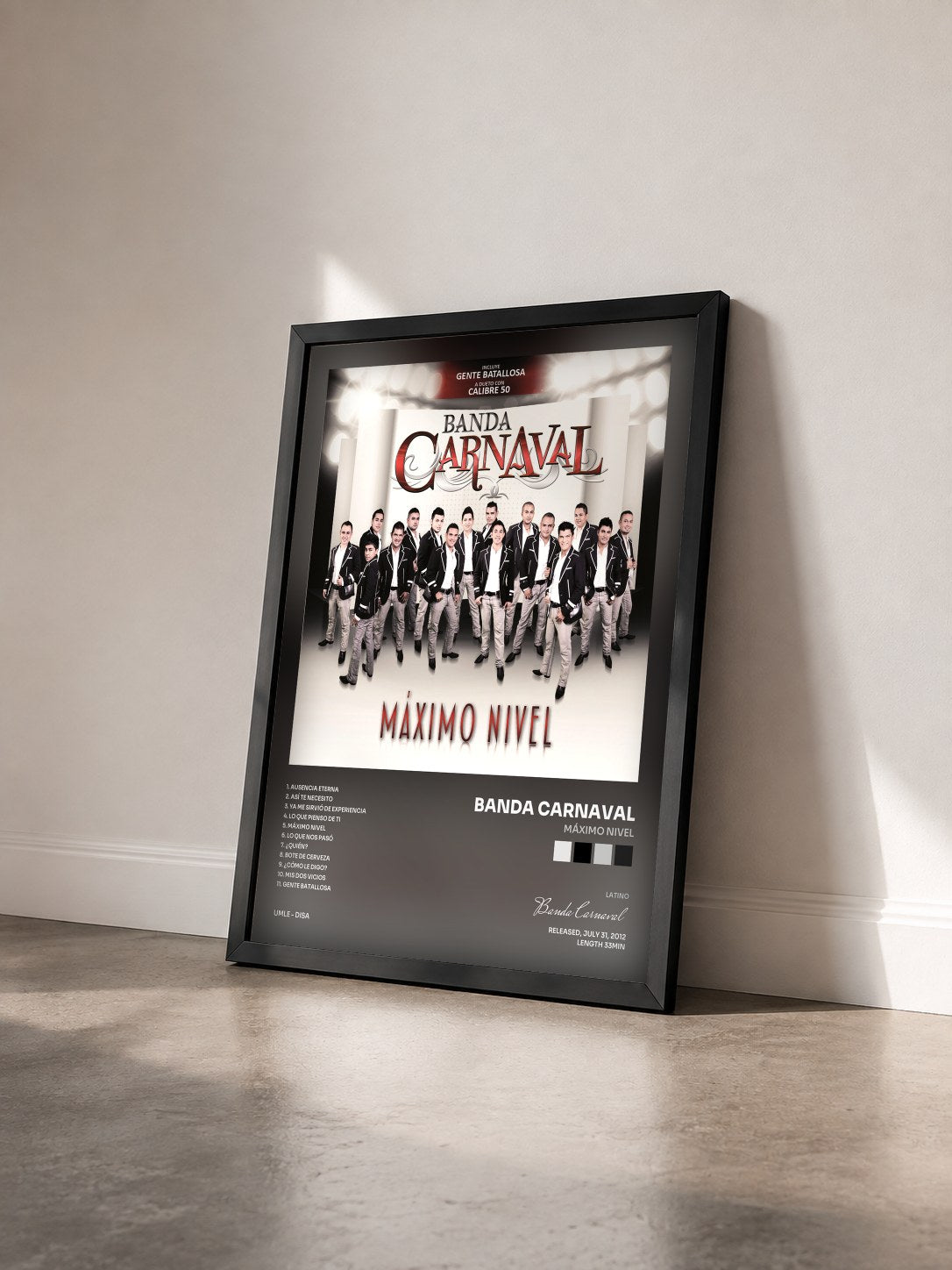 #noir Tableau de l'album Máximo Nivel de Banda Carnaval vu de trois quarts, cadre noir