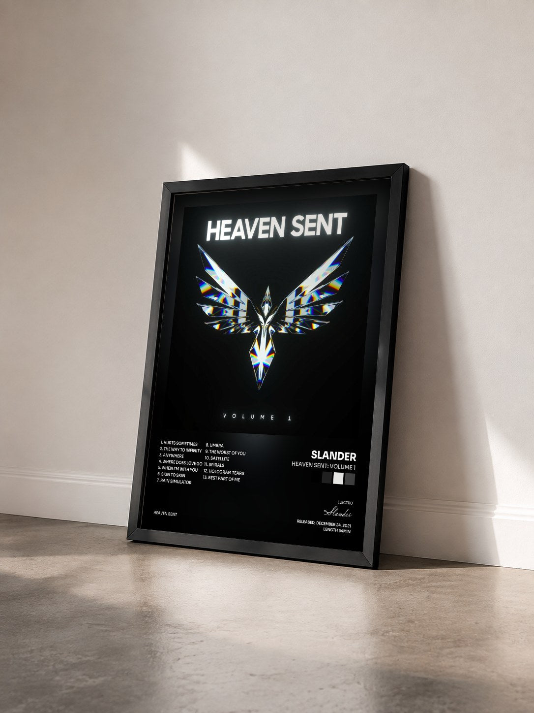 #noir Tableau de l'album Heaven Sent: Volume 1 de Slander vu de trois quarts, cadre noir