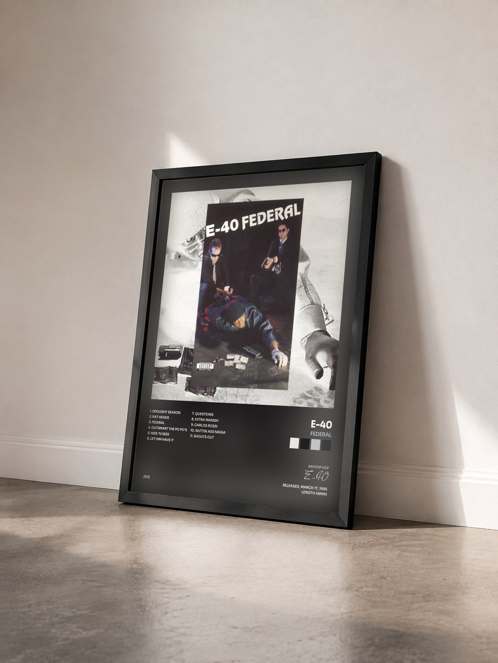 #noir Tableau de l'album Federal de E-40 vu de trois quarts, cadre noir