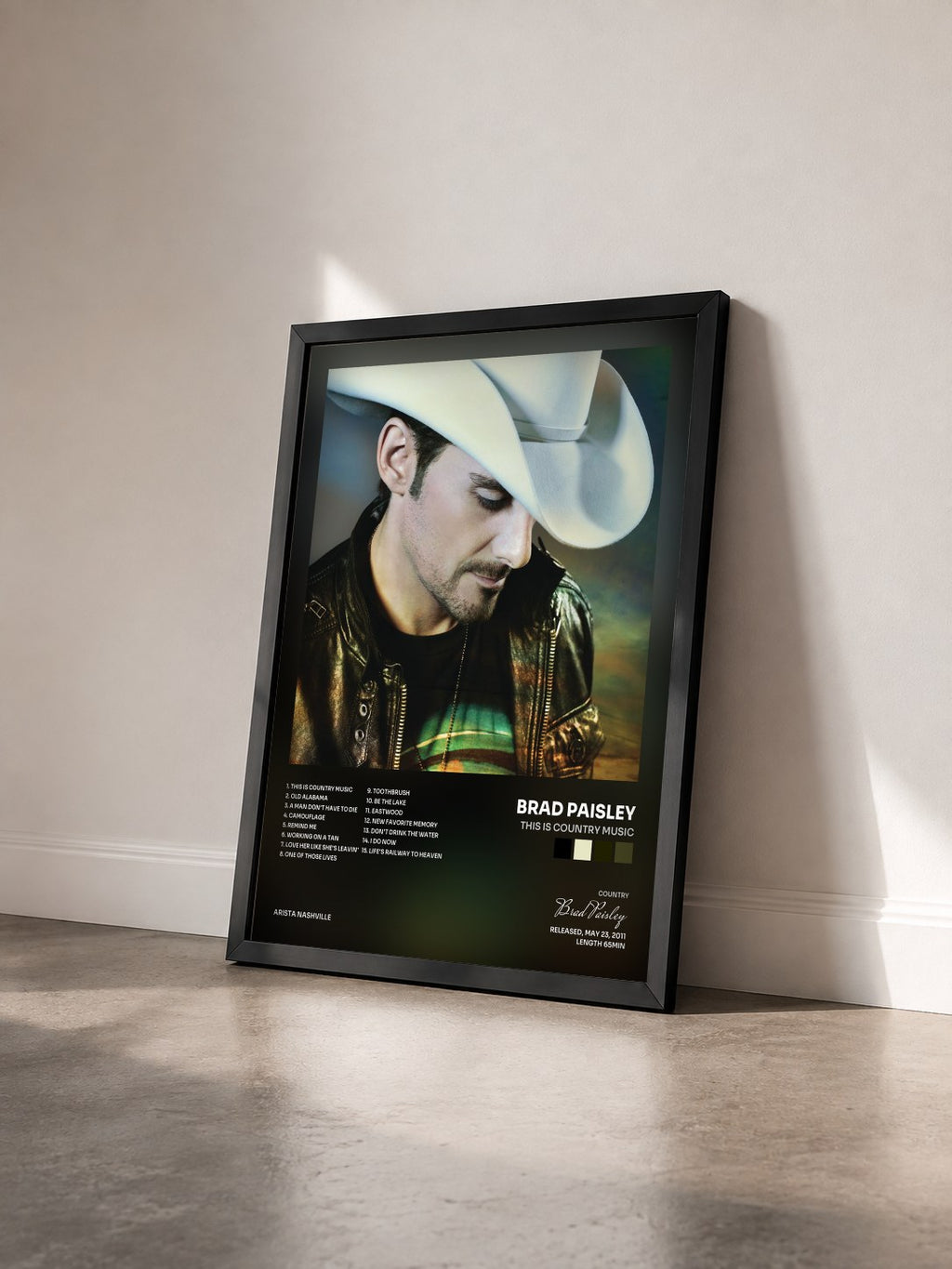 #noir Tableau de l'album This Is Country Music de Brad Paisley vu de trois quarts, cadre noir