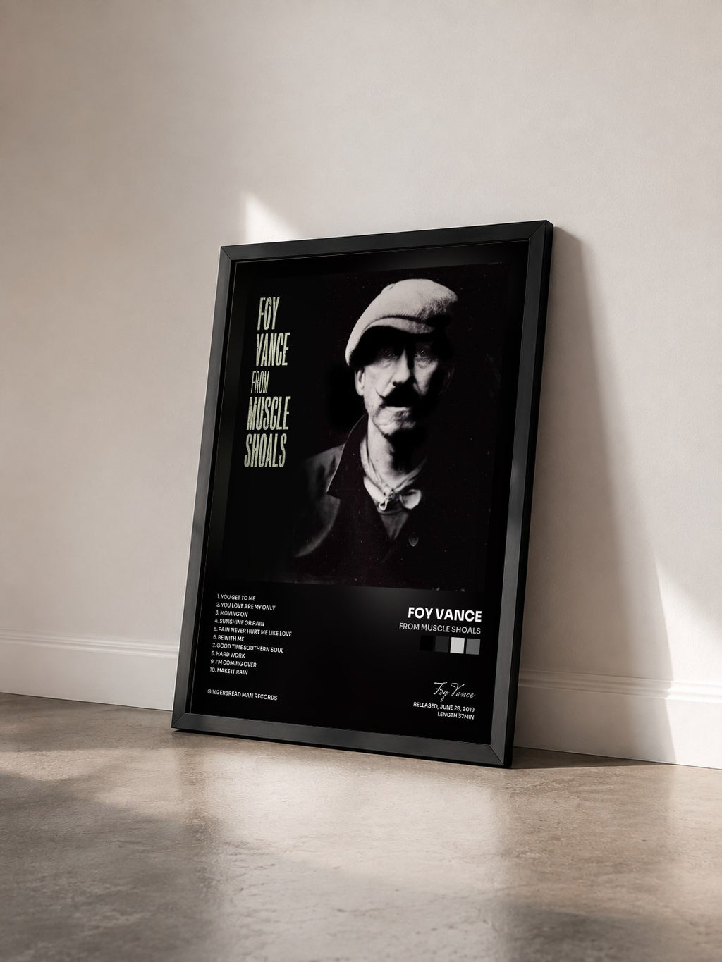 #noir Tableau de l'album From Muscle Shoals de Foy Vance vu de trois quarts, cadre noir