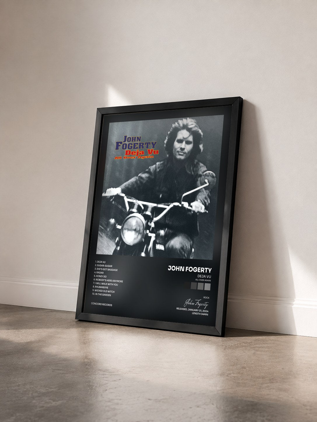 #noir Tableau de l'album Deja Vu (All Over Again) de John Fogerty vu de trois quarts, cadre noir
