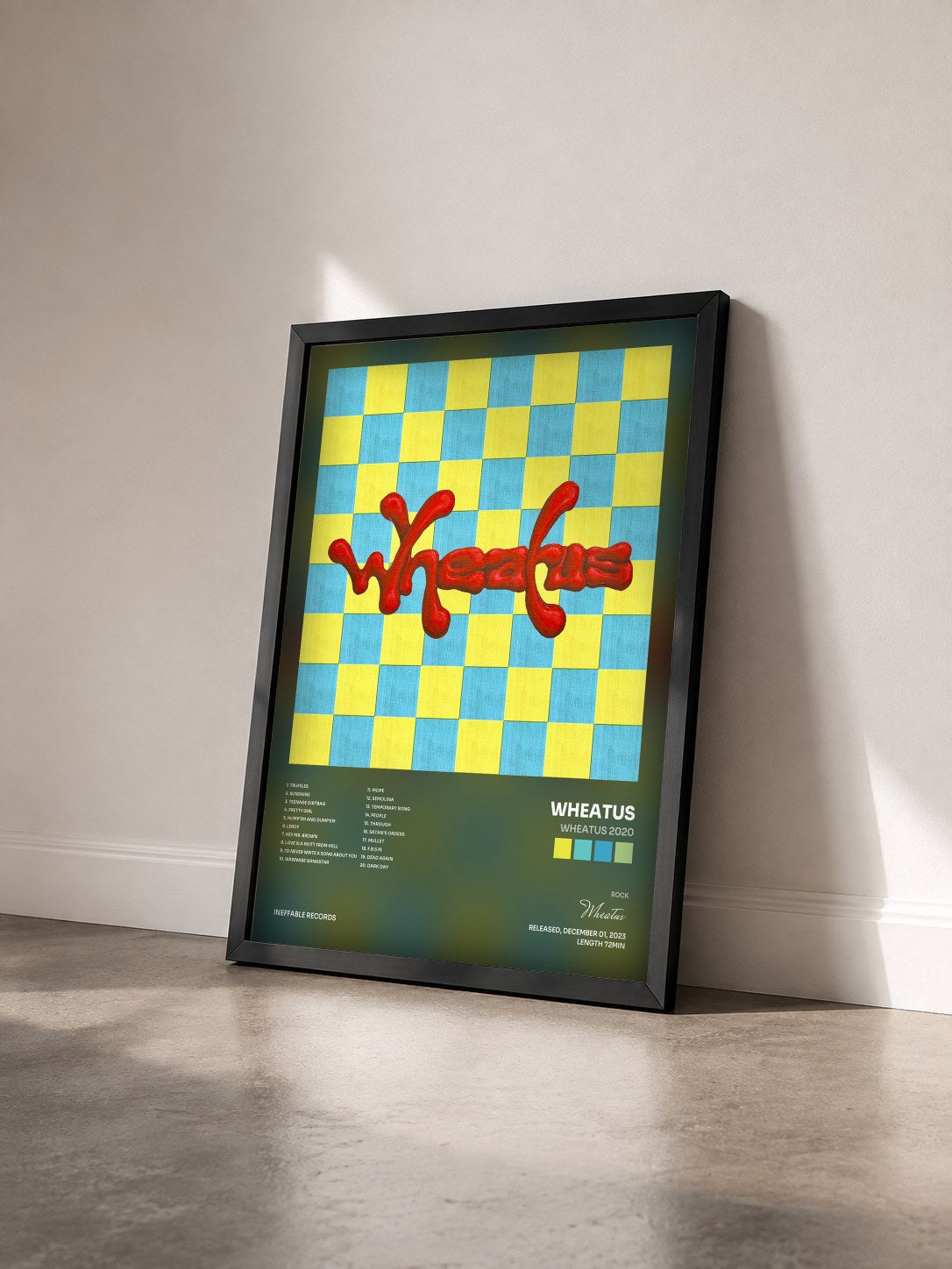 #noir Tableau de l'album Wheatus 2020 de Wheatus vu de trois quarts, cadre noir