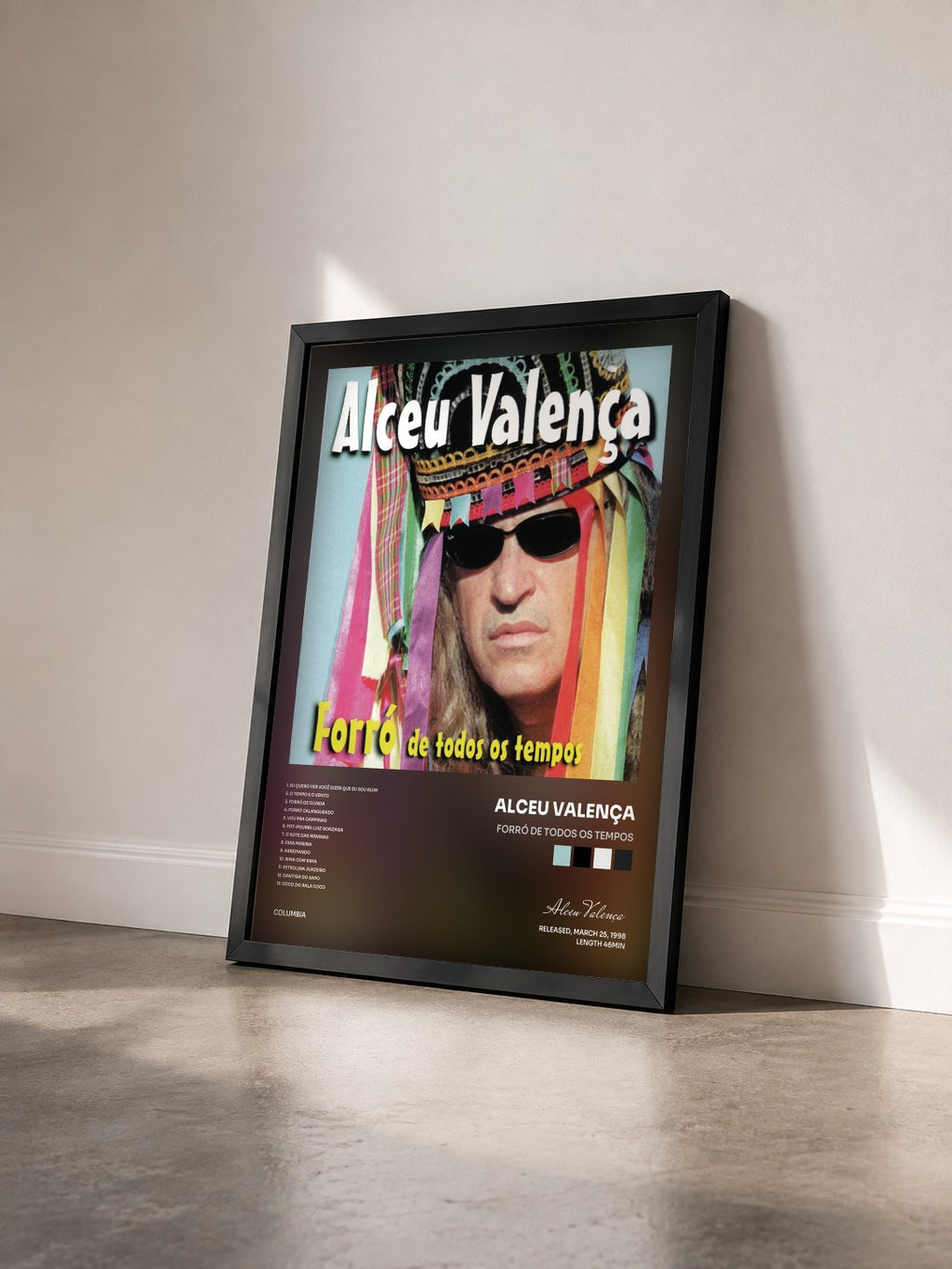 #noir Tableau de l'album Forró de Todos os Tempos de Alceu Valença vu de trois quarts, cadre noir