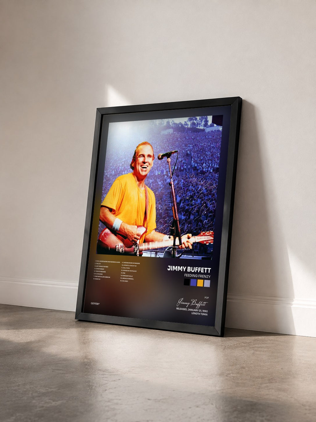 #noir Tableau de l'album Feeding Frenzy de Jimmy Buffett vu de trois quarts, cadre noir