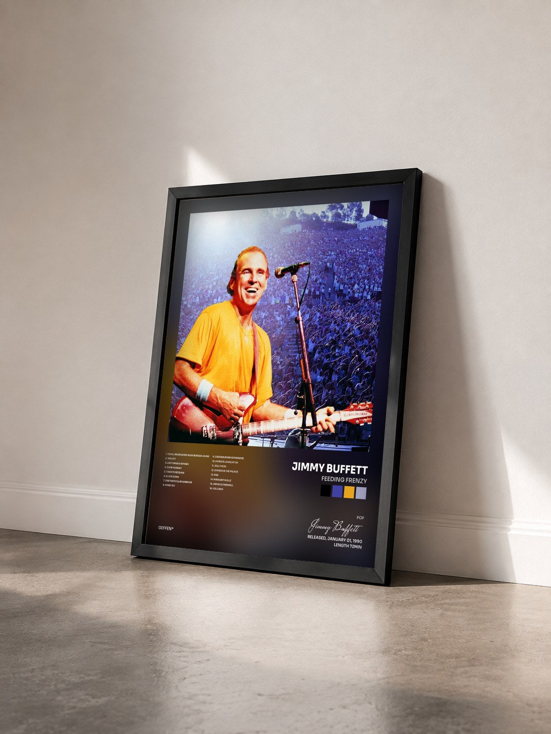 #noir Tableau de l'album Feeding Frenzy de Jimmy Buffett vu de trois quarts, cadre noir