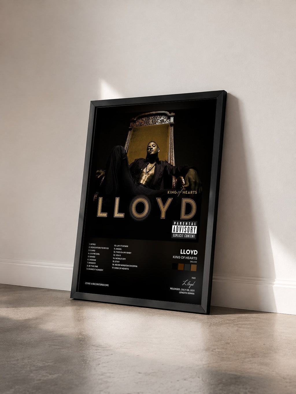 #noir Tableau de l'album King Of Hearts (Deluxe) de Lloyd vu de trois quarts, cadre noir