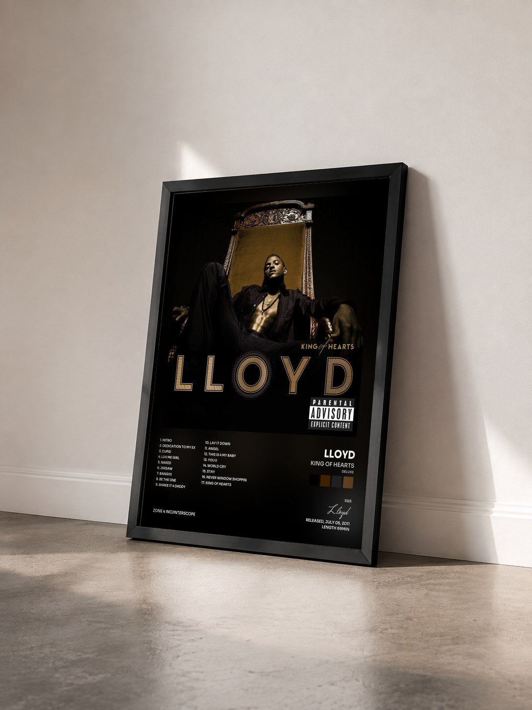 #noir Tableau de l'album King Of Hearts (Deluxe) de Lloyd vu de trois quarts, cadre noir